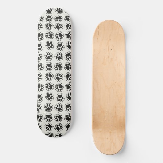 Zwarte poten, hondenpoten, kattenpoten, omtrek persoonlijk skateboard (Voorkant)