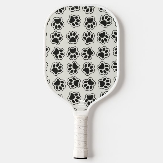 Zwarte poten, hondenpoten, kattenpoten, omtrek pickleball paddle (Achterkant)