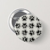 Zwarte poten, hondenpoten, kattenpoten, omtrek ronde button 5,7 cm (Voorkant /achterkant)