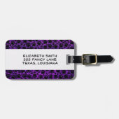 Zwarte poten, Paarse glitter, honden, dierenpoten Bagagelabel (Voorkant horizontaal)