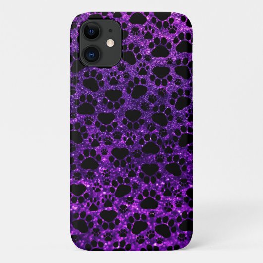 Zwarte poten, Paarse glitter, honden, dierenpoten Case-Mate iPhone Case (Achterkant)