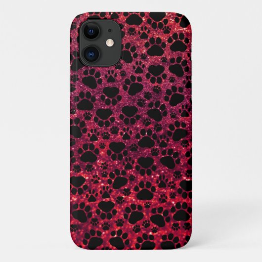 Zwarte poten, rode glitter, honden, dierenpoten Case-Mate iPhone case (Achterkant)