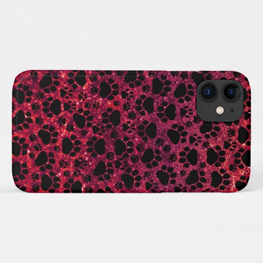 Zwarte poten, rode glitter, honden, dierenpoten Case-Mate iPhone case (Achterkant (horizontaal))