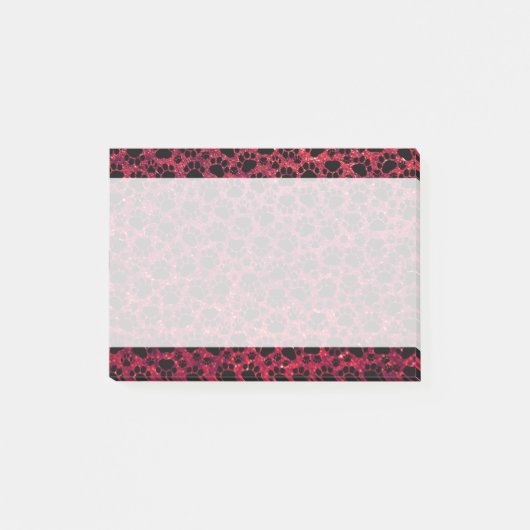 Zwarte poten, rode glitter, honden, dierenpoten post-it® notes (Voorkant)