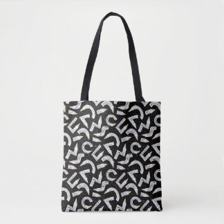 Zwarte potloodschets schoolbenodigdheden tote bag