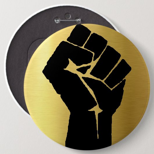 Zwarte Power Fist & Gold-achtergrond Ronde Button 6,0 Cm (Voorkant /achterkant)