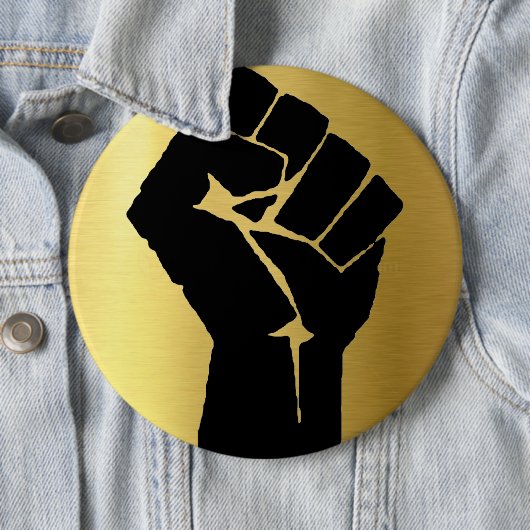 Zwarte Power Fist & Gold-achtergrond Ronde Button 6,0 Cm (In situ)