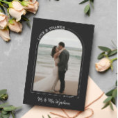 Zwarte prachtige boog trouwfoto Liefde & Dank Bedankkaart