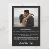 Zwarte prachtige boog trouwfoto Liefde & Dank Bedankkaart (Achterkant)