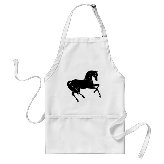 Zwarte prancingpaarden standaard schort (Voorkant)