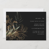 Zwarte Premium Modern Boho Golden Eucalyptus Save The Date (Achterkant)