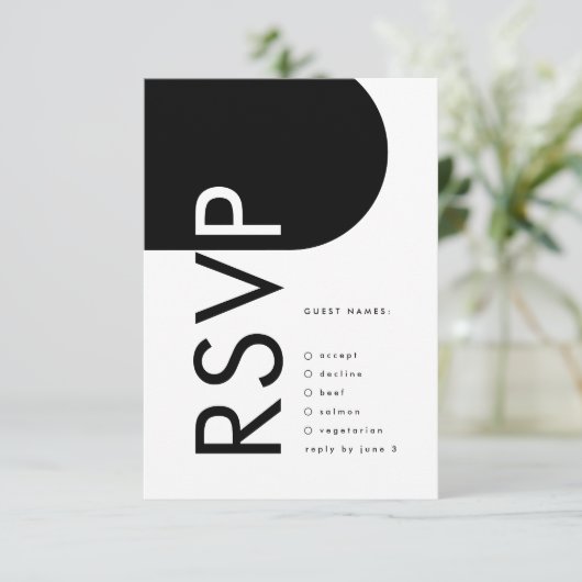 Zwarte Premium - moderne monogram boho - verouderd RSVP Kaartje (Staand voorkant)