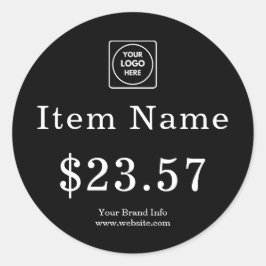 Zwarte Prijskaart Sticker | Aangepast Zakelijk Log