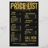 Zwarte prijslijst voor Gold Glitter Hair Cut Flyer (Voorkant)