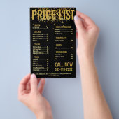 Zwarte prijslijst voor Gold Glitter Hair Cut Flyer (Hand)