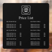 Zwarte Prijzenlijst | Aangepast Zakelijk Logo Raamsticker (Vel 2)