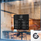 Zwarte Prijzenlijst | Aangepast Zakelijk Logo Raamsticker (Cafe Raam)