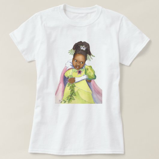 Zwarte prinses en het T-shirt van de kikkervrouw (Design voorkant)
