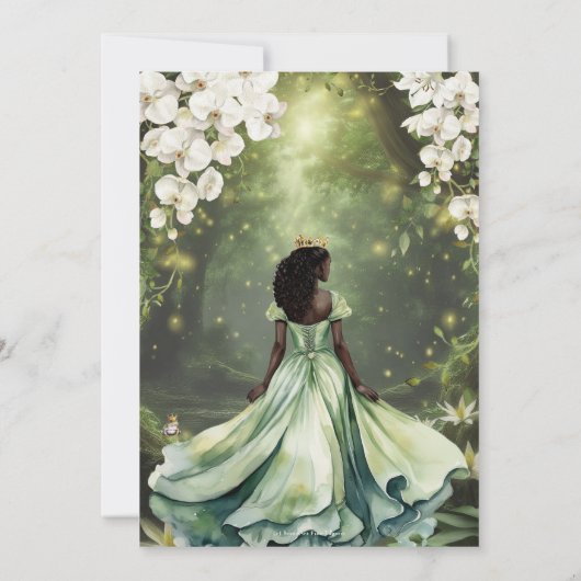 Zwarte prinses en kikker Sage Green Dress Sweet 16 Kaart (Achterkant)