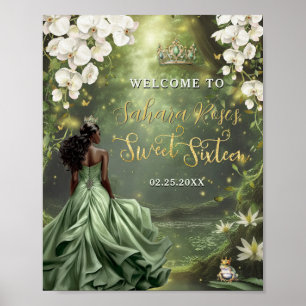 Zwarte Prinses en Kikker Sage Groene Jurk Sweet 16 Poster