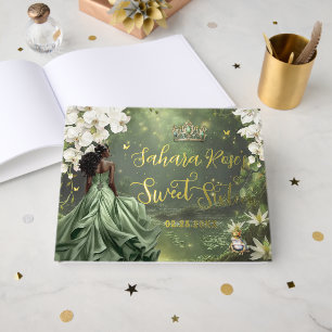 Zwarte Prinses en Kikker Wijze Groene Jurk Sweet 1 Gastenboek