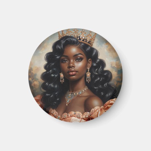 Zwarte Prinses Portret Magneet (Voorkant)