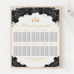 Zwarte Prinses Quinceañera 10 Tafel Zitplaats Graf Poster