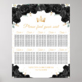 Zwarte Prinses Quinceañera 10 Tafel Zitting Grafie Poster (Voorkant)