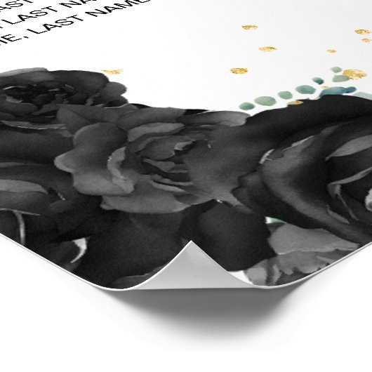 Zwarte Prinses Quinceañera 10 Tafel Zitting Grafie Poster (Hoek)