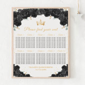 Zwarte Prinses Quinceañera 10 Tafel Zitting Grafie Poster