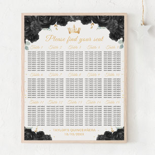 Zwarte Prinses Quinceañera 15 Tafel Zitplaats Graf Poster