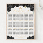 Zwarte Prinses Quinceañera 15 Tafel Zitplaatskaart Poster