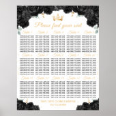Zwarte Prinses Quinceañera 15 Tafel Zitplaatskaart Poster (Voorkant)