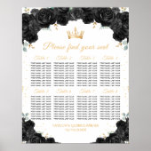 Zwarte prinses Quinceañera 8 tafels Zitplaatskaart Poster (Voorkant)