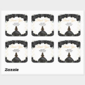 Zwarte prinses Quinceañera Dank u Vierkante Sticker (Vel)