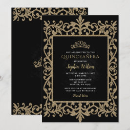  zwarte prinses Tiara Quinceañera Kaart