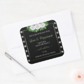 Zwarte Product Etiketten Groene en Witte Rozen Juw (Envelop)