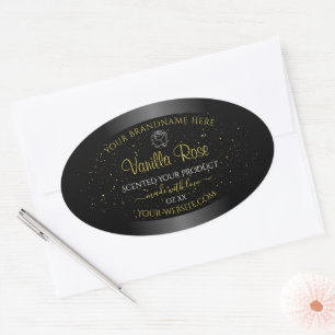 Zwarte Product Etiketten Zacht Glitter Floral Roos