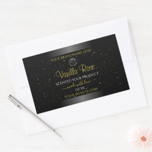 Zwarte Product Etiketten Zacht Glitter Floral Roos