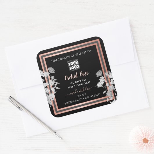 Zwarte Product Labels - Aangepast Roos Gold-Lijst  (Envelop)