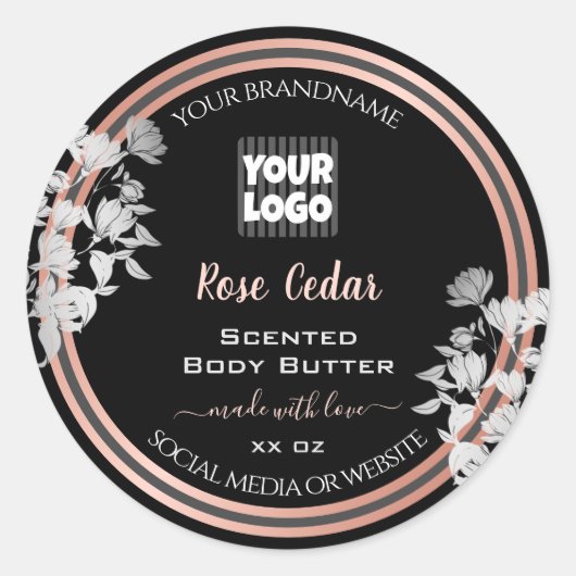 Zwarte Product Labels - Aangepast Roos Gold-Lijst  (Voorkant)