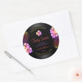 Zwarte Product Labels Colorful Hawaiian Flowers (Envelop)