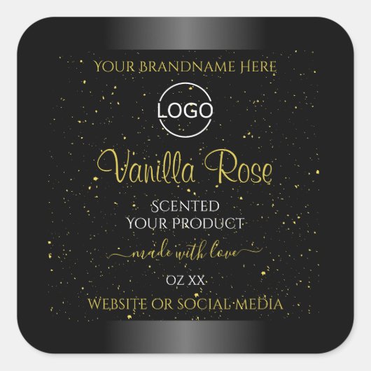 Zwarte Product Labels Gold Soft Glitter met Logo (Voorkant)