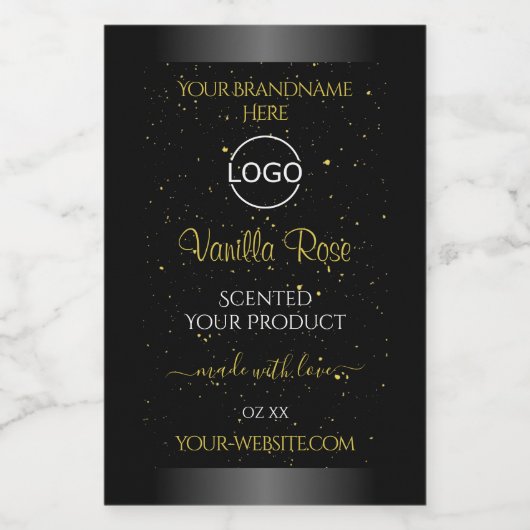 Zwarte Product Labels Gold Soft Glitter met Logo Voedselcontainer Etiket (Enkel label)