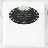 Zwarte Product Labels Groene witte rozen Juwelen L (Tas)