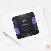 Zwarte Product Labels Paarse Blauwe Bloemen met Lo (Envelop)
