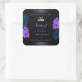 Zwarte Product Labels Paarse Blauwe Bloemen met Lo (Tas)