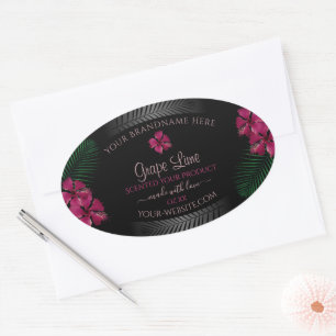 Zwarte Product Labels Wine Red Hawaiian Flowers