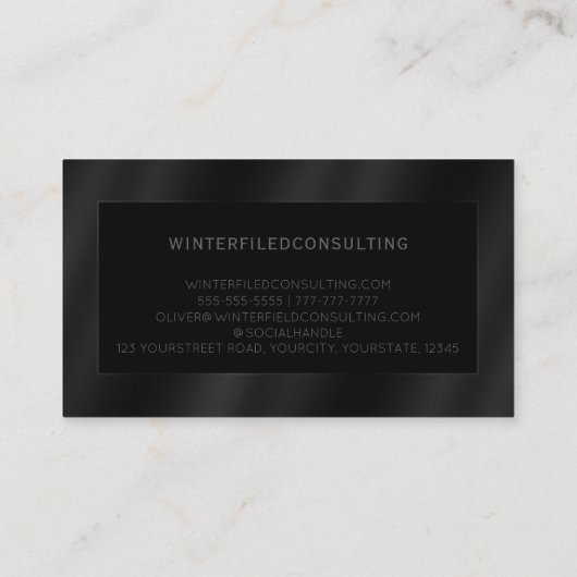 Zwarte professionele elegante moderne gradiënt visitekaartje (Achterkant)