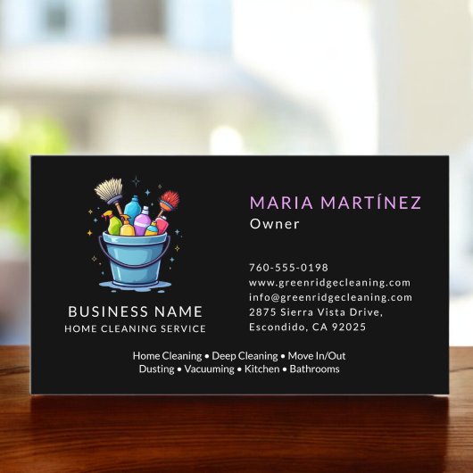 Zwarte Professionele Huis Schoonmaak Maid Service Visitekaartje